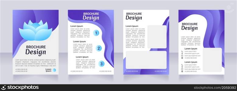 Spiritual healing blue blank brochure design. Template set with copy space for text. Premade corporate reports collection. Editable 4 paper pages. Robot Medium, Light, Merienda Bold fonts useds. Spiritual healing blue blank brochure design
