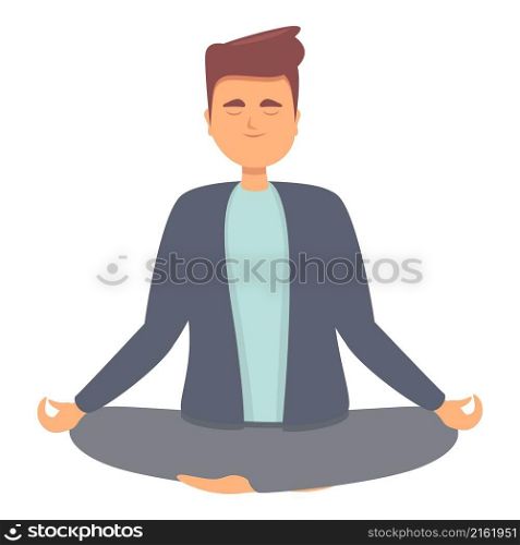 Spiritual meditation icon cartoon vector. Man relax. Zen peaceful. Spiritual meditation icon cartoon vector. Man relax