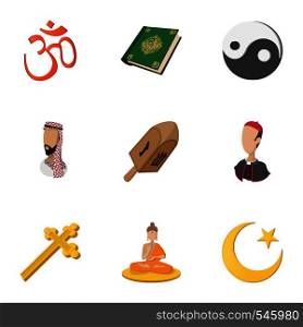 Spirituality icons set. Cartoon illustration of 9 spirituality vector icons for web. Spirituality icons set, cartoon style