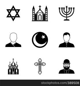 Spirituality icons set. Simple illustration of 9 spirituality vector icons for web. Spirituality icons set, simple style