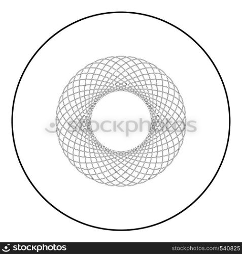 Spirograph abstract element Circle shape Concentric pattern Fractal graphic icon in circle round outline black color vector illustration flat style simple image
