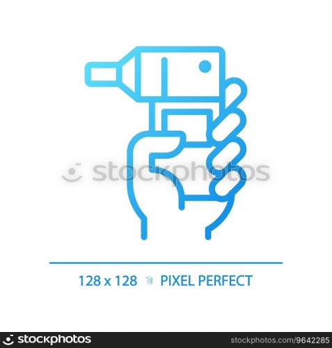 Spirometer pixel perfect gradient linear vector icon. Breathing exercise. Respiratory disease. Lung function. Thin line color symbol. Modern style pictogram. Vector isolated outline drawing. Spirometer pixel perfect gradient linear vector icon