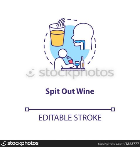 Spit out wine concept icon. Professional sommelier advice, winetasting tips idea thin line illustration. Avoid swallowing at degustation. Vector isolated outline RGB color drawing. Editable stroke