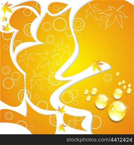 Splash and blot ,branch with leaves. Vector background.