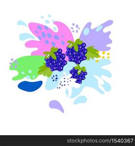 Splash and fall, liquid movement, BlackBerry berry splashes of juice and yogurt, drops and smudges. Vector abstract illustration