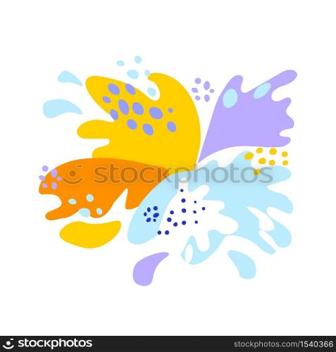 Splash and fall, movement of liquid, splashes of juice and yogurt, drops and drips. Vector abstract illustration