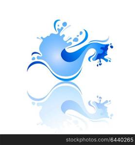 Splash color Wave with reflection. Splash blue wave with reflection, vector illustration