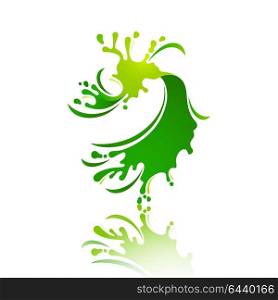 Splash color Wave with reflection. Splash green wave with reflection, vector illustration