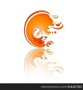 Splash color Wave with reflection. Splash orange wave with reflection, vector illustration