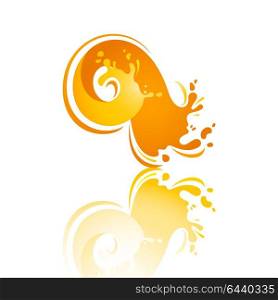 Splash color Wave with reflection. Splash orange wave with reflection, vector illustration