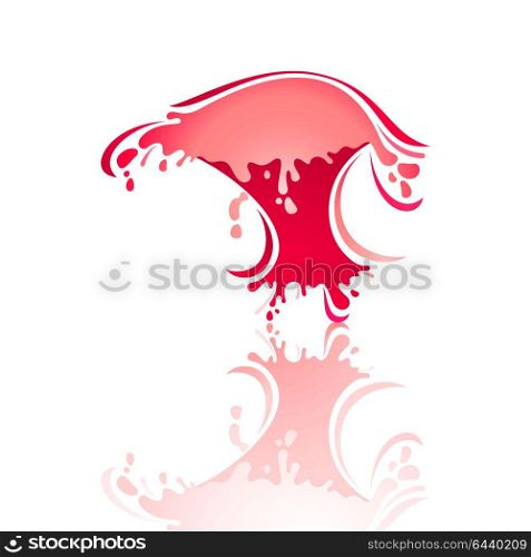 Splash color Wave with reflection. Splash red wave with reflection, vector illustration