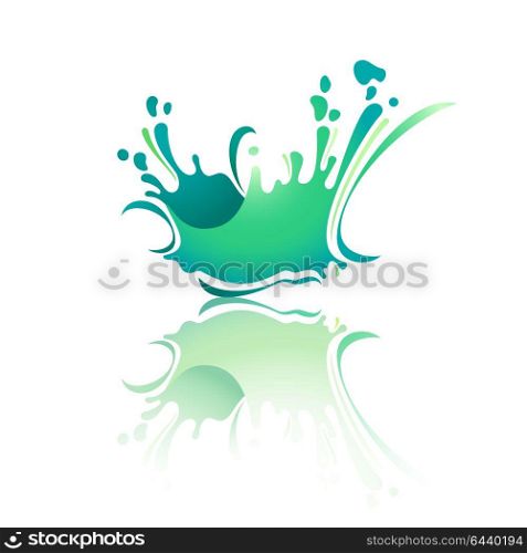 Splash color Wave with reflection. Splash ultramarine wave with reflection, vector illustration