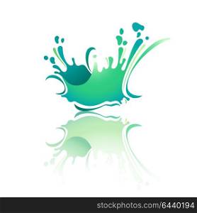 Splash color Wave with reflection. Splash ultramarine wave with reflection, vector illustration