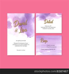 Splash color wedding card design with pink watercolor illustration.  