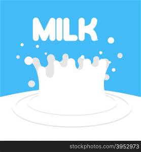 Splash of fresh white milk on a blue background. Vector illustration milk squirting&#xA;