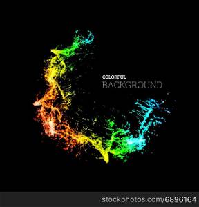 Splash paint, colorful multicolored background. Vector illustration on black background. Splash paint, colorful multicolored background. Vector illustration