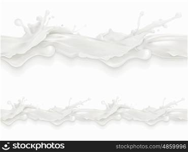 Splashes of milk, milky flow, seamless vector pattern