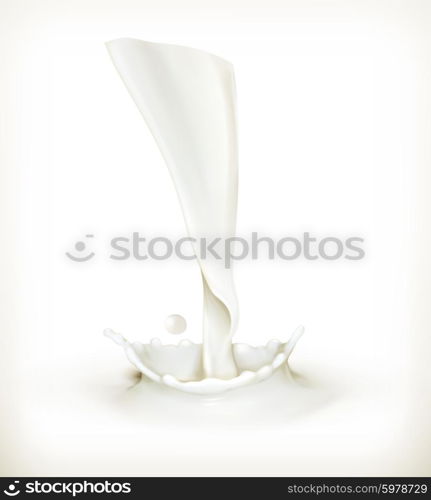 Splashes of milk, vector illustration isolated on white background