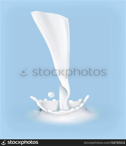 Splashes of milk, vector illustration on blue background