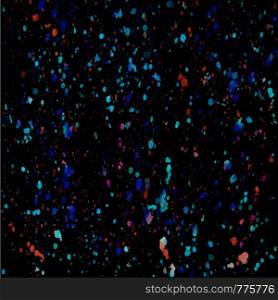 Splashes of multicolored paint on a black background. The ideal solution for fabric, upholstery, Wallpaper, screen saver, for design and decoration.