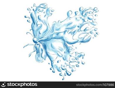 splashes of water in the form of a butterfly
