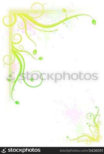 Splashing colorful floral frame, eps10 vector illustration