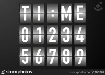 split flap numbers for time display vector illustration