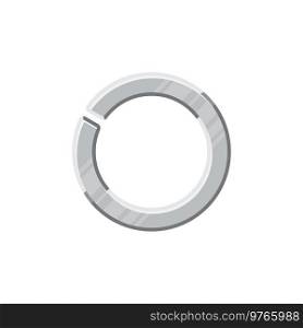 Split washer or spring lock washer metal ring gasket isolated icon. Vector mechanical seal filling space to prevent leakage of objects under compression. Metallic industrial joint or flange. Spring lock or split washer isolated metal ring