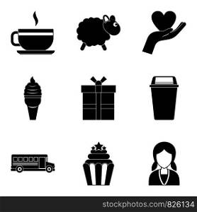 Spoiled brat icons set. Simple set of 9 spoiled brat vector icons for web isolated on white background. Spoiled brat icons set, simple style