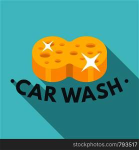 Sponge car wash logo. Flat illustration of sponge car wash vector logo for web design. Sponge car wash logo, flat style