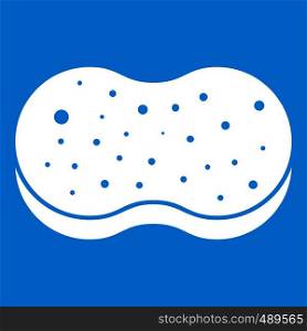 Sponge foam icon white isolated on blue background vector illustration. Sponge foam icon white