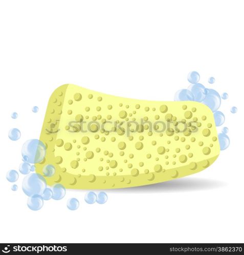 Sponge for Bath with Foam Bubbles Isolated on White Background.. Sponge for Bath