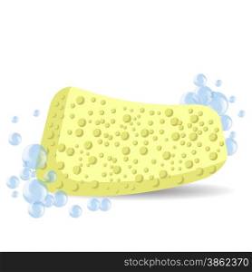 Sponge for Bath with Foam Bubbles Isolated on White Background.. Sponge for Bath