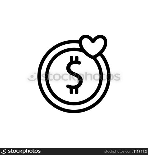 sponsorship money icon vector. Thin line sign. Isolated contour symbol illustration. sponsorship money icon vector. Isolated contour symbol illustration