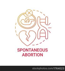 Spontaneous abortion red gradient concept icon. Pregnancy loss. Miscarriage problem. Fetal death. Genetic disease idea thin line illustration. Vector isolated outline RGB color drawing. Spontaneous abortion red gradient concept icon