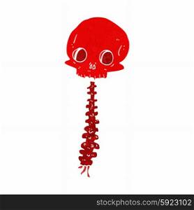 spooky cartoon skull and spine