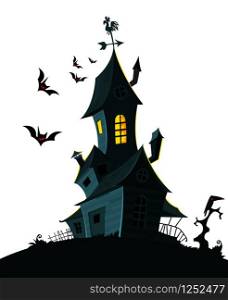 Spooky Halloween background with hounted scary house