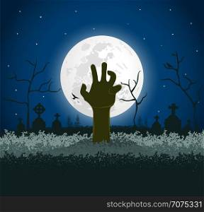 Spooky Halloween Background, with Zombie hand