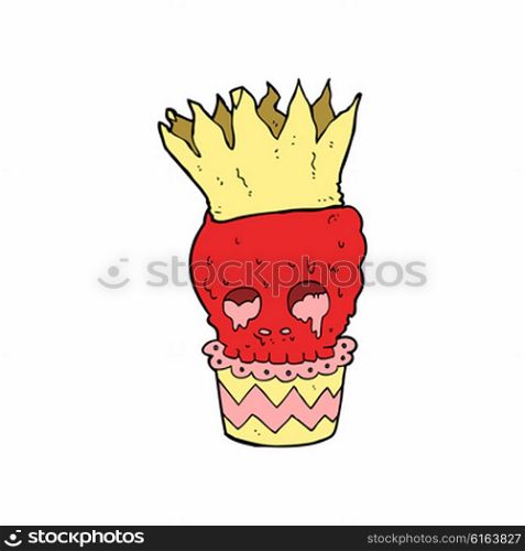 spooky skull cupcake cartoon