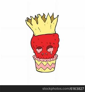 spooky skull cupcake cartoon