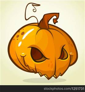 Spooky vector Halloween Jack-o-Lantern head on white background. Pumpkin head isolated