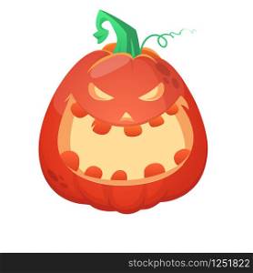 Spooky vector Halloween Jack-o-Lantern head on white background. Pumpkin head isolated