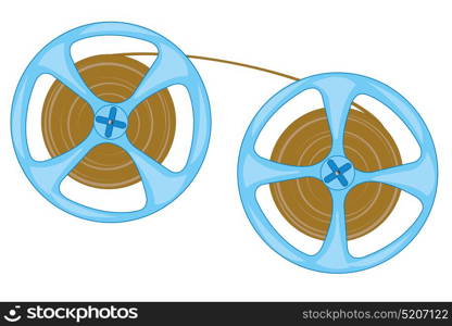 Spool with tape from player. Spool with tape from player on white background is insulated