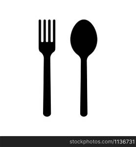 Spoon and fork icon isolated on white background. Vector illustration