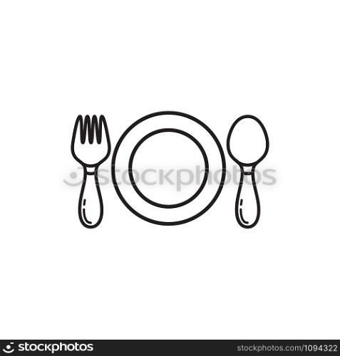 spoon and fork icon vector logo template in trendy flat style