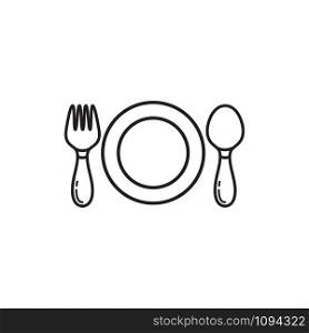 spoon and fork icon vector logo template in trendy flat style