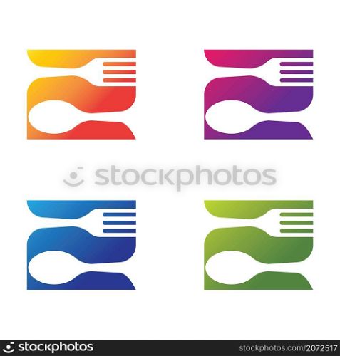 Spoon and fork logo template vector icon set