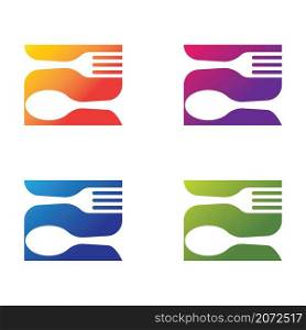 Spoon and fork logo template vector icon set