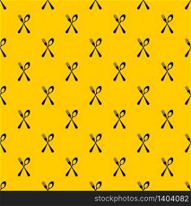 Spoon and fork pattern seamless vector repeat geometric yellow for any design. Spoon and fork pattern vector