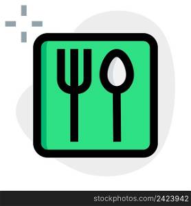 Spoon and fork sign for the restaurant outside